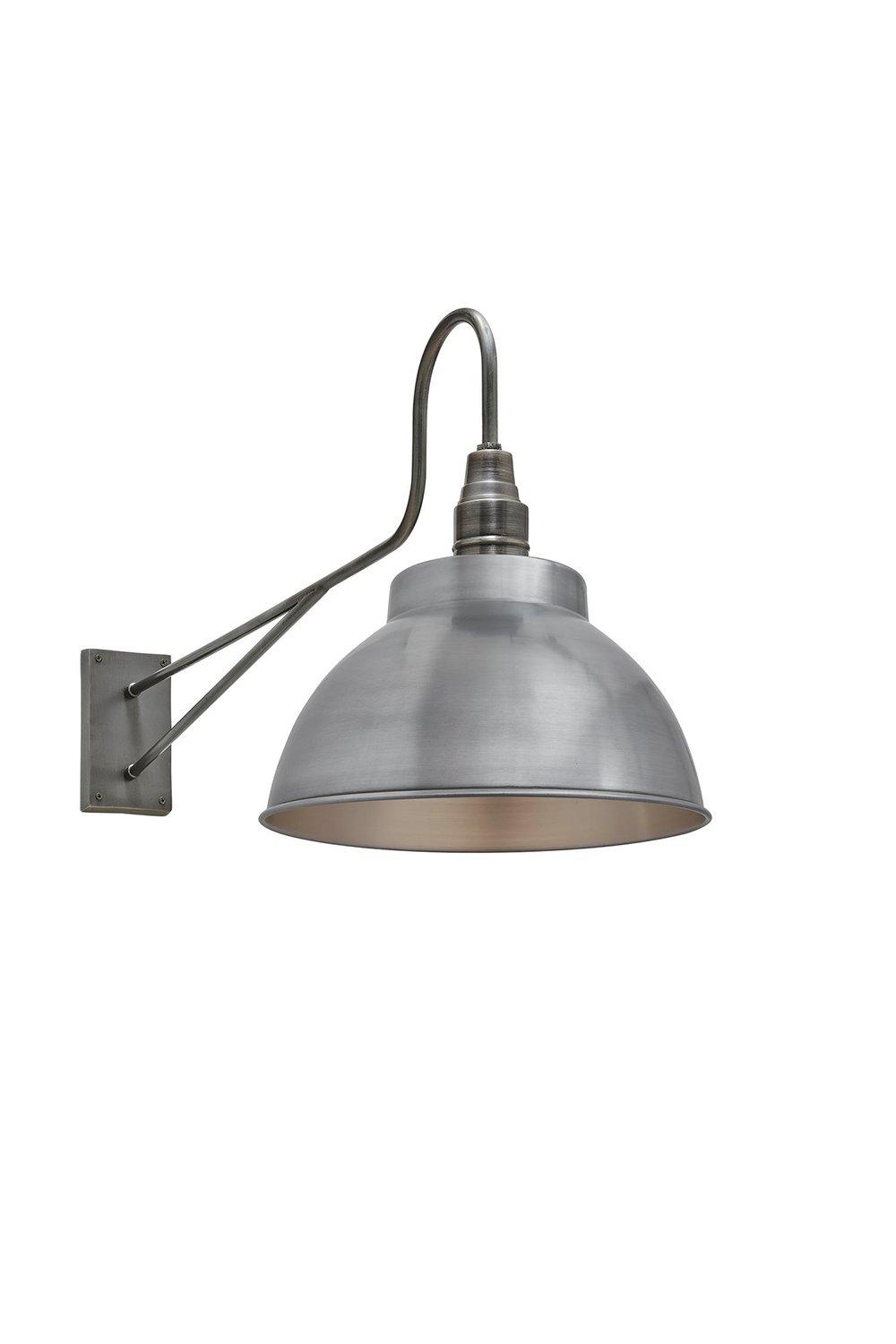 Long Arm Dome Wall Light, 13 Inch, Light Pewter, Pewter Holder